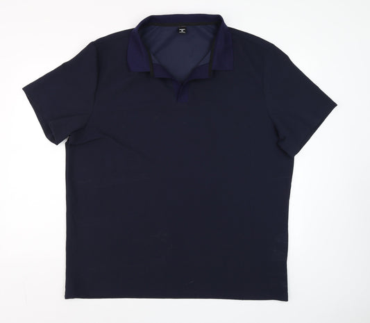 Manfinity Men's Blue 3XL Short Sleeve Collared Polo Shirt