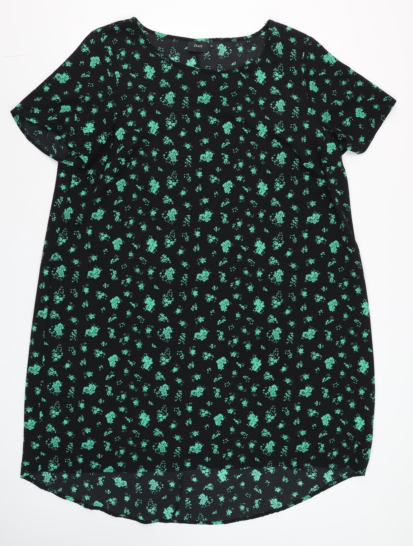 Zizzi Women's Black Floral Shift Dress Size M Short Sleeve