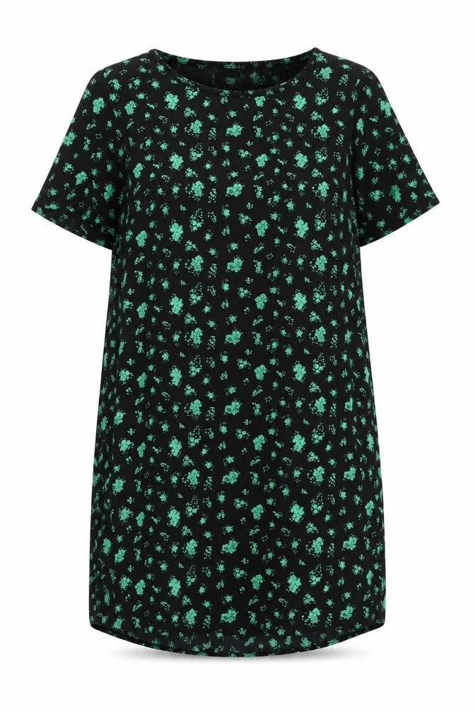 Zizzi Women's Black Floral Shift Dress Size M Short Sleeve