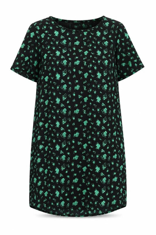 Zizzi Women's Black Floral Shift Dress Size M Short Sleeve