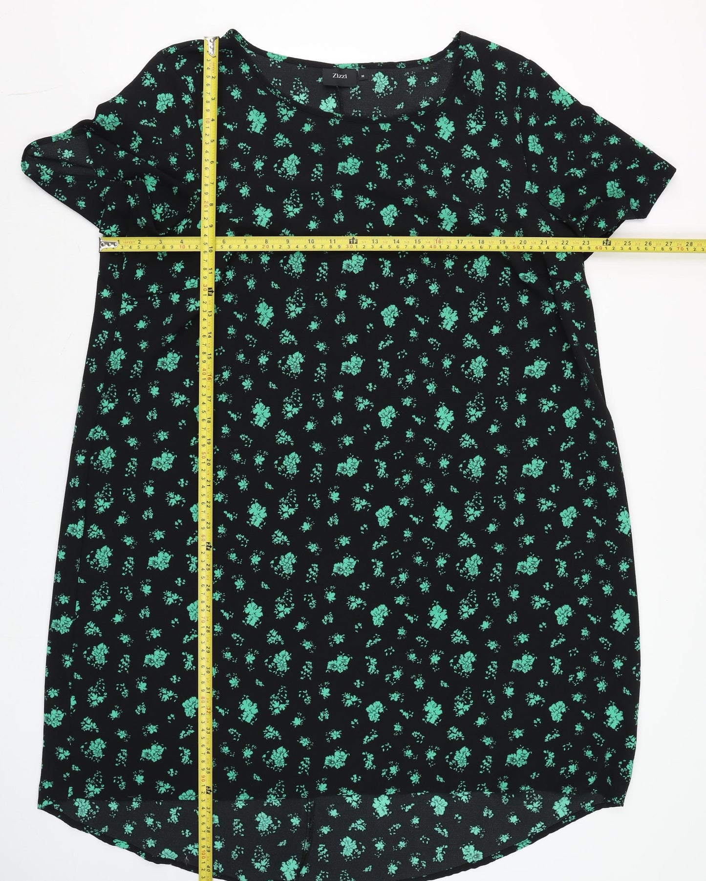 Zizzi Women's Black Floral Shift Dress Size M Short Sleeve
