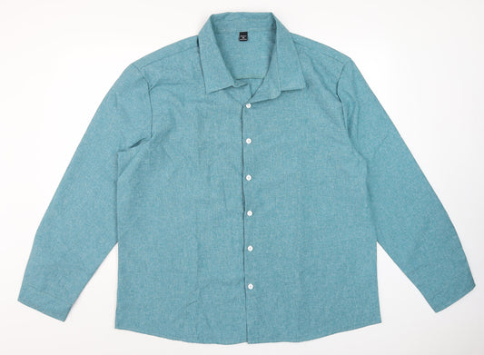 Manfinity Men's Blue 3XL Regular Fit Long Sleeve Dress Shirt
