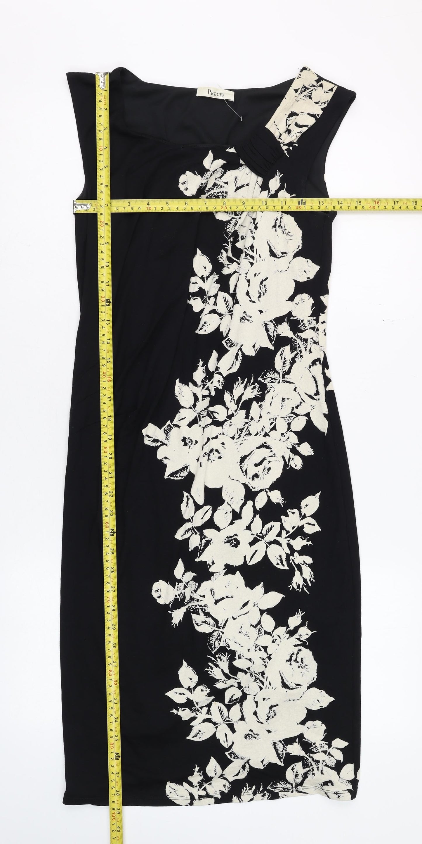 Precis Black Floral Sheath Dress Women Size 8 Sleeveless Stretch