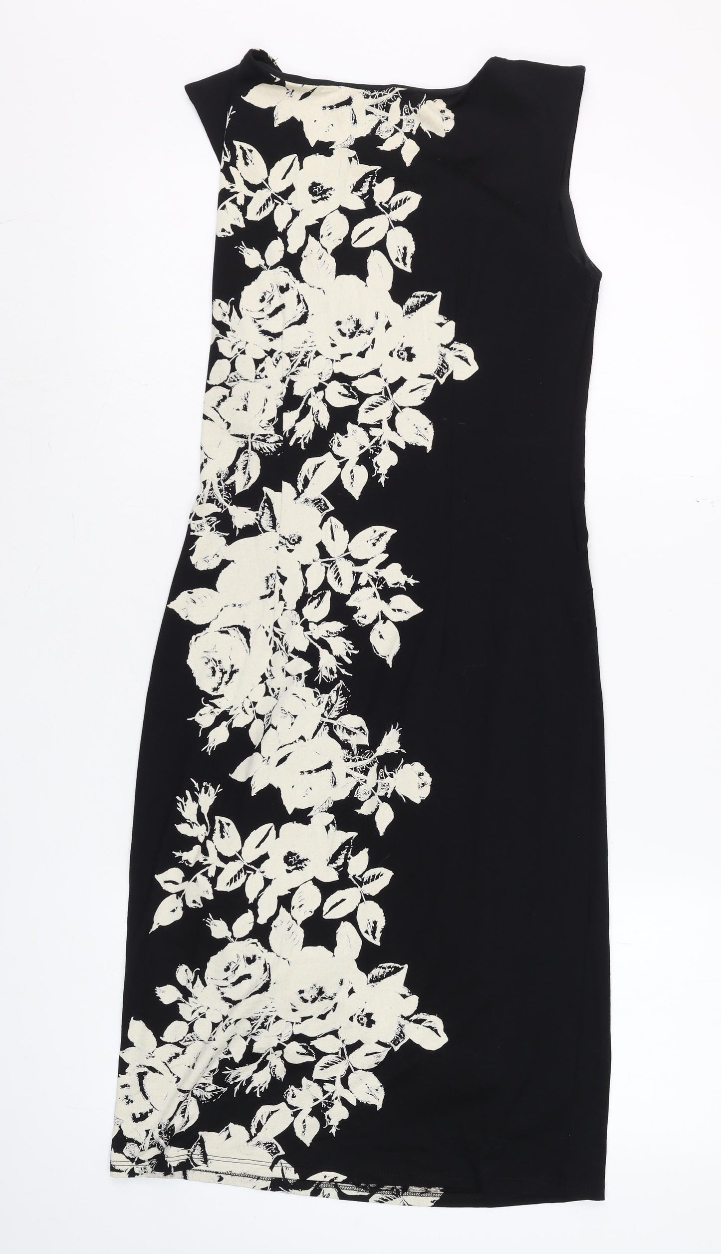 Precis Black Floral Sheath Dress Women Size 8 Sleeveless Stretch