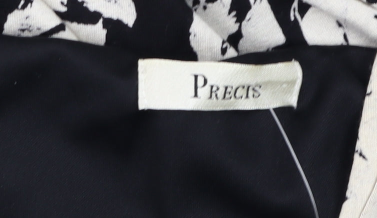 Precis Black Floral Sheath Dress Women Size 8 Sleeveless Stretch