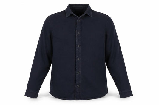 TailorByrd Men's Navy Blue Cotton Long Sleeve Button-Up Shirt Size L
