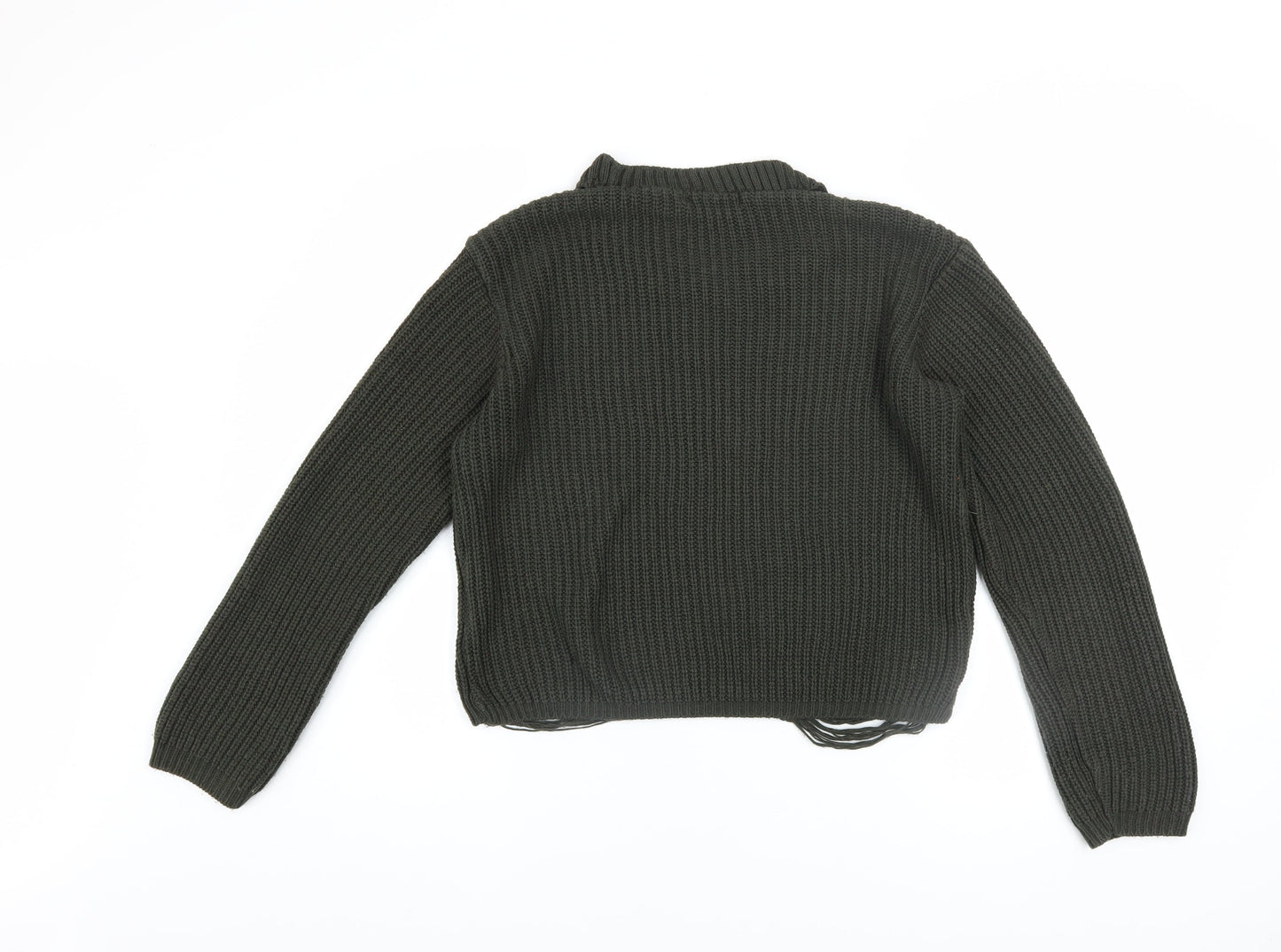 Select Women Green Chunky Knit Distressed Jumper Size 10