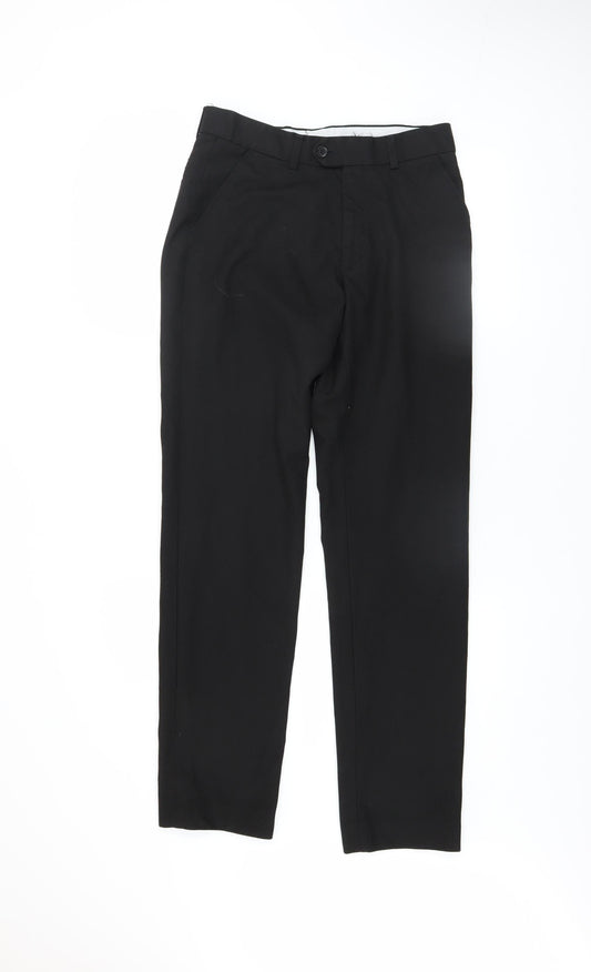 1880 Club Men's Black Regular Fit Polyester Viscose Formal Trousers 30YL