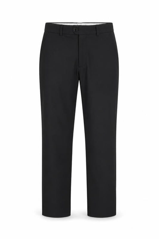1880 Club Men's Black Regular Fit Polyester Viscose Formal Trousers 30YL
