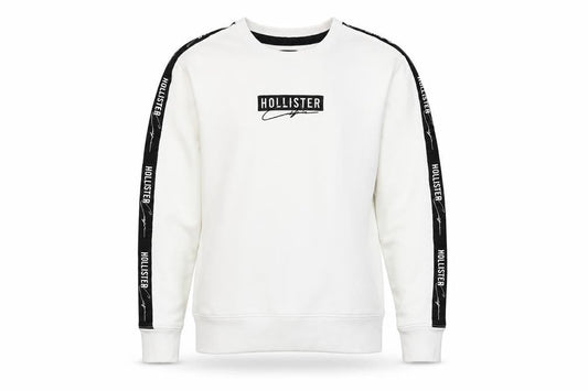 Hollister Mens White Small Pullover Sweatshirt Logo Crew Neck