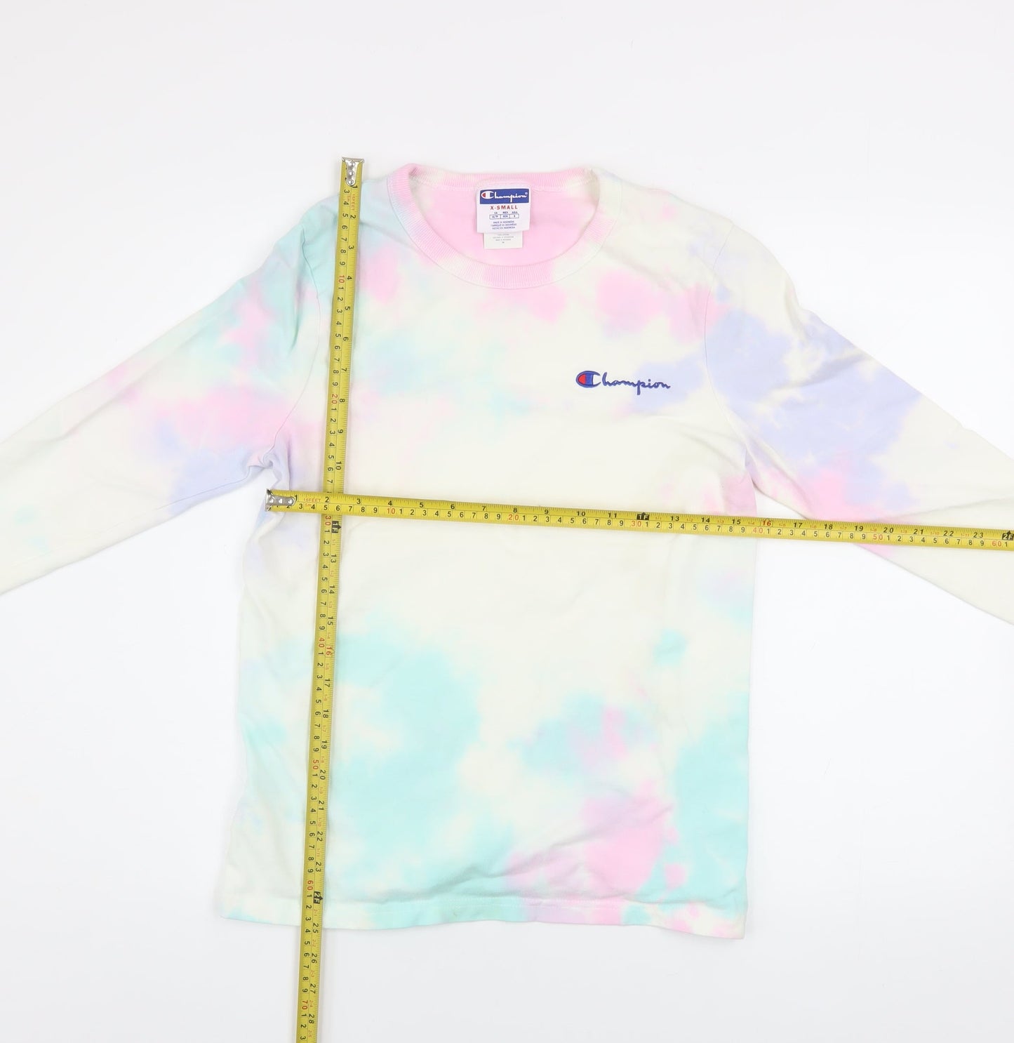 Champion Unisex Multicoloured Tie-Dye XS Long Sleeve Cotton Top