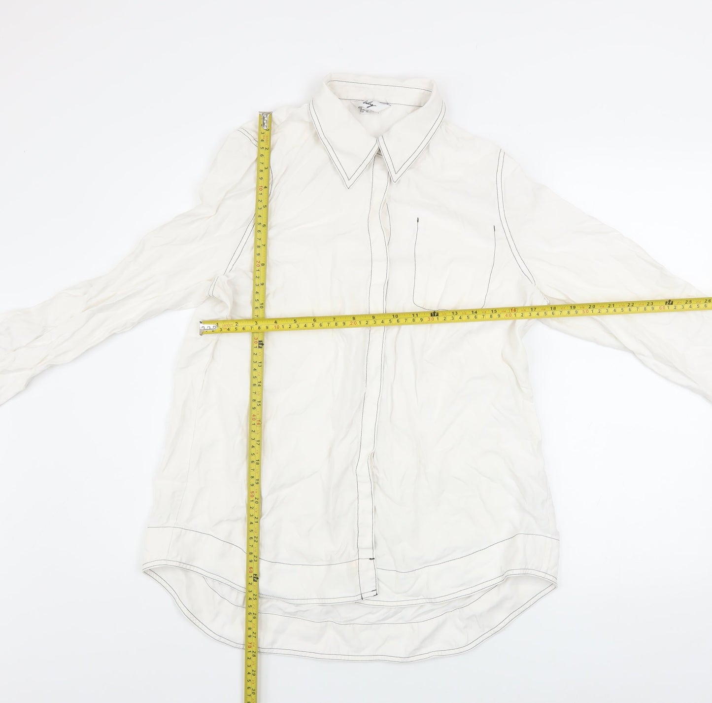 Lily Women’s White Long Sleeve Lyocell Button-Up Shirt 2XL