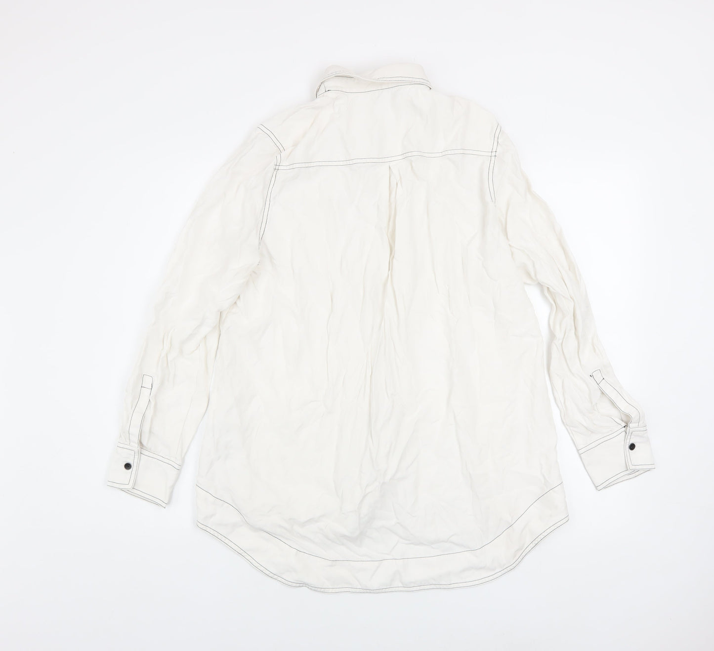 Lily Women’s White Long Sleeve Lyocell Button-Up Shirt 2XL