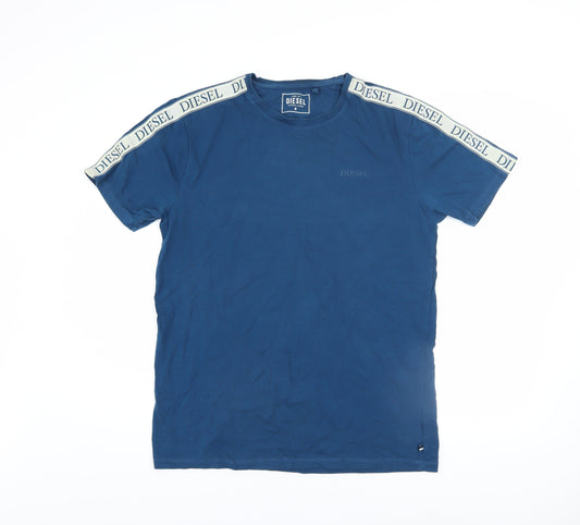 Diesel Men Blue Crew Neck Regular Fit Short Sleeve T-Shirt Size M