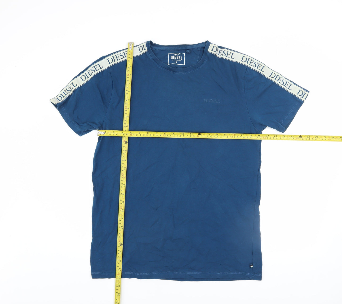 Diesel Men Blue Crew Neck Regular Fit Short Sleeve T-Shirt Size M