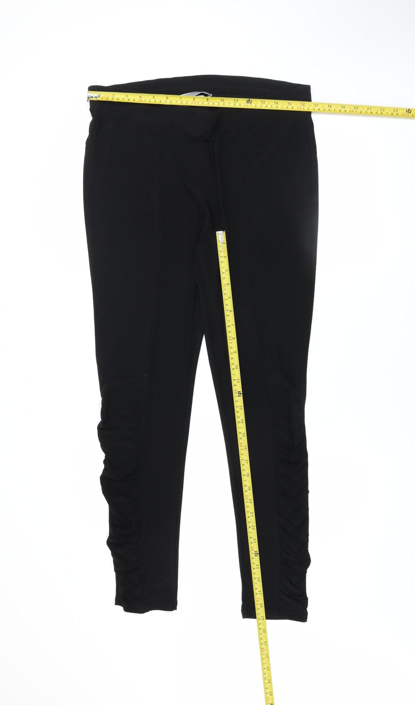 Deca Women Black Ruched Stretch Leggings Size 14