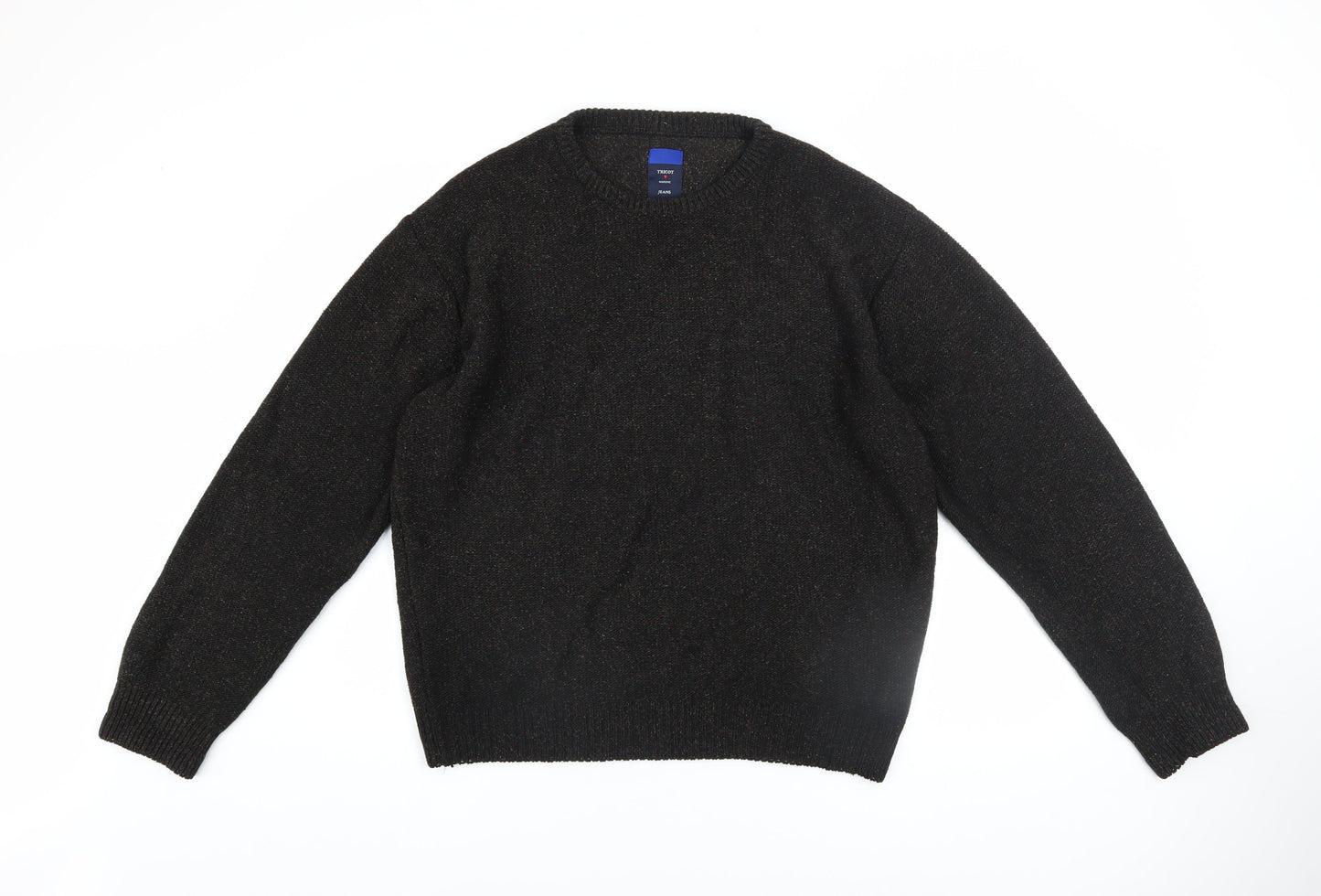 Tricot Marine Jeans Men's Black XL Crew Neck Wool Blend Jumper
