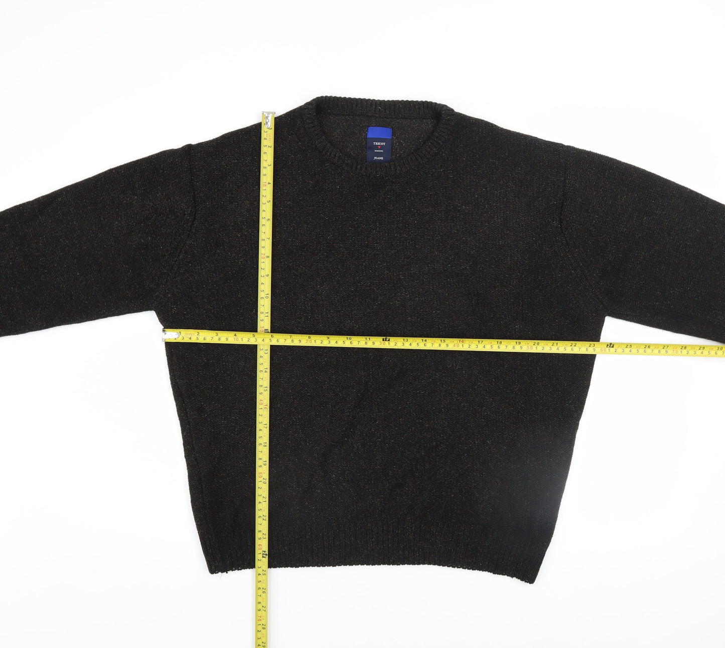 Tricot Marine Jeans Men's Black XL Crew Neck Wool Blend Jumper
