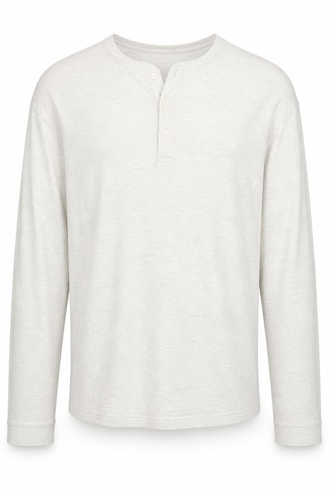 Marks & Spencer Men's Beige 2XL Henley Cotton Sweatshirt