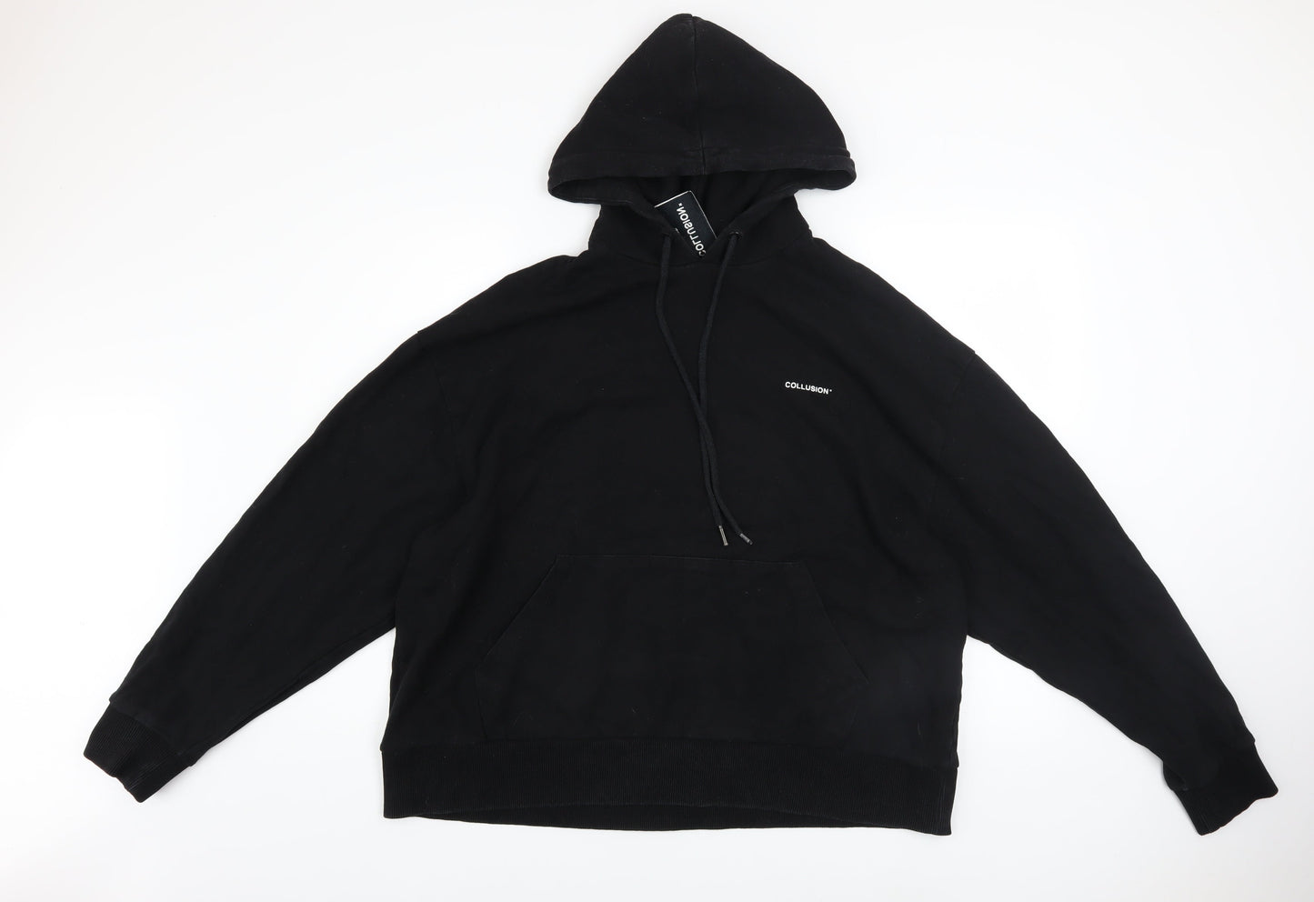 Collusion Men's Black Graphic Pullover Hoodie Size M