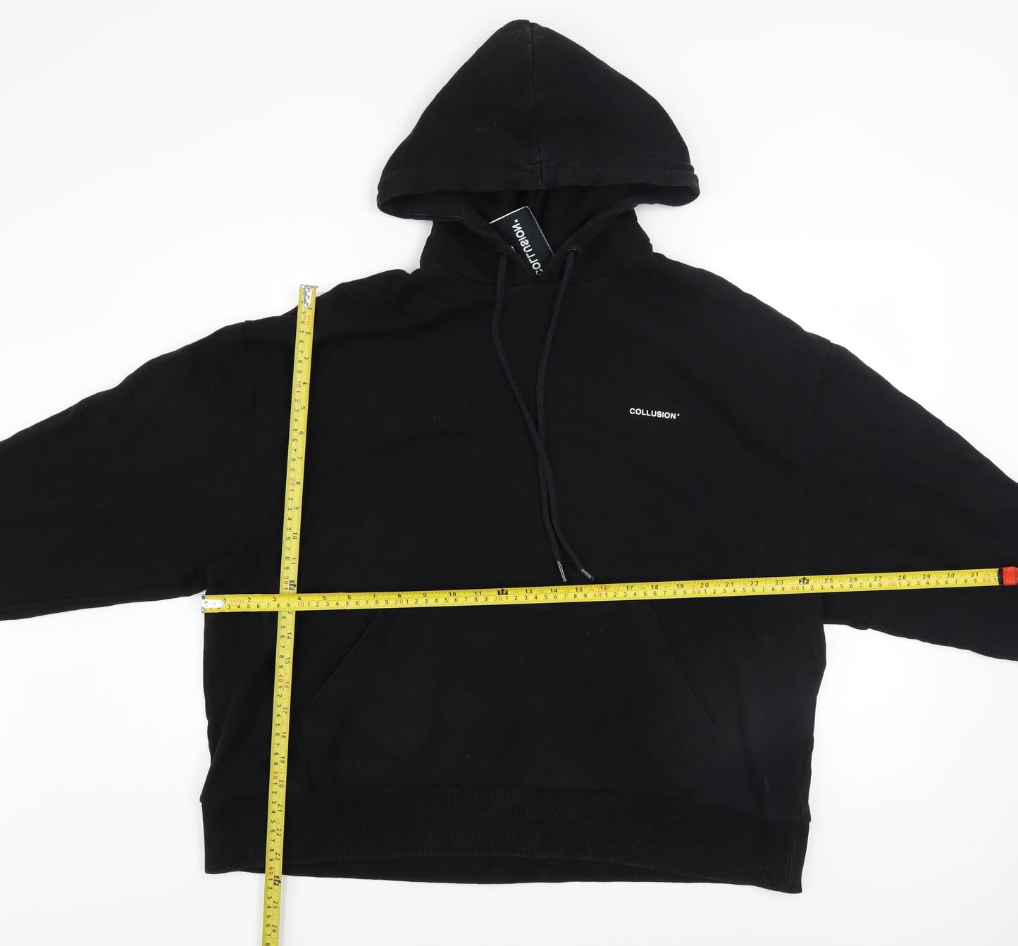 Collusion Men's Black Graphic Pullover Hoodie Size M