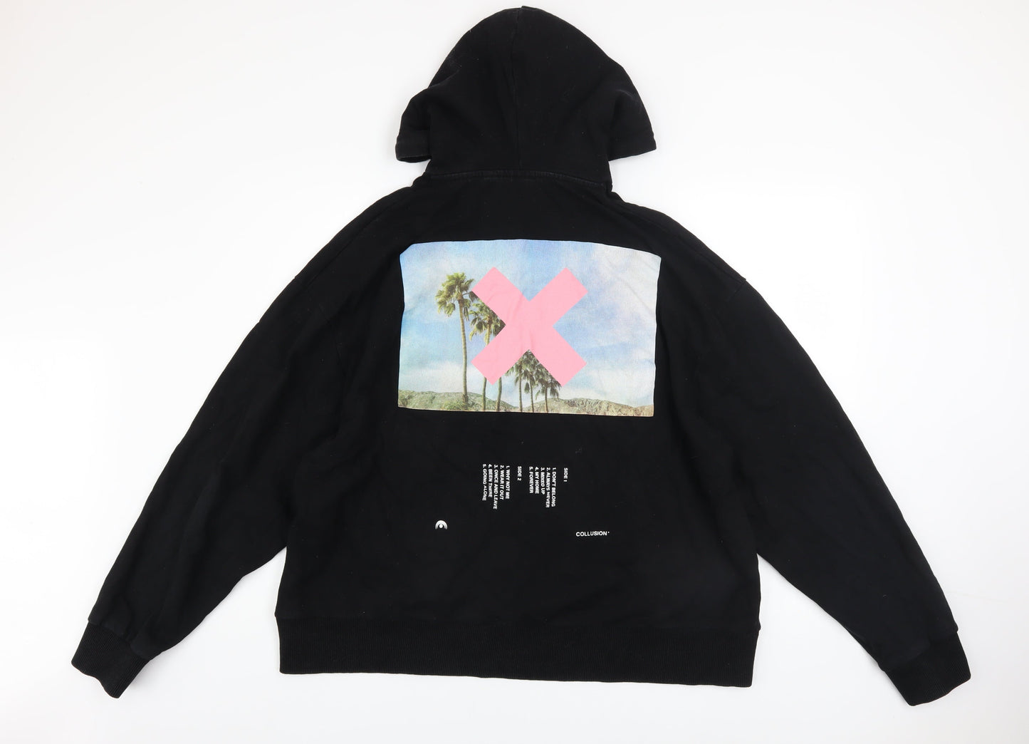 Collusion Men's Black Graphic Pullover Hoodie Size M
