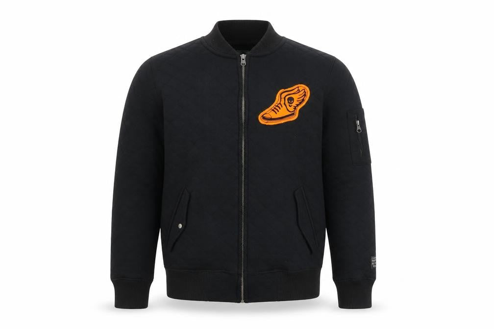 Respect Boys Black Quilted Bomber Jacket 12-13 Years Full Zip Cotton Blend
