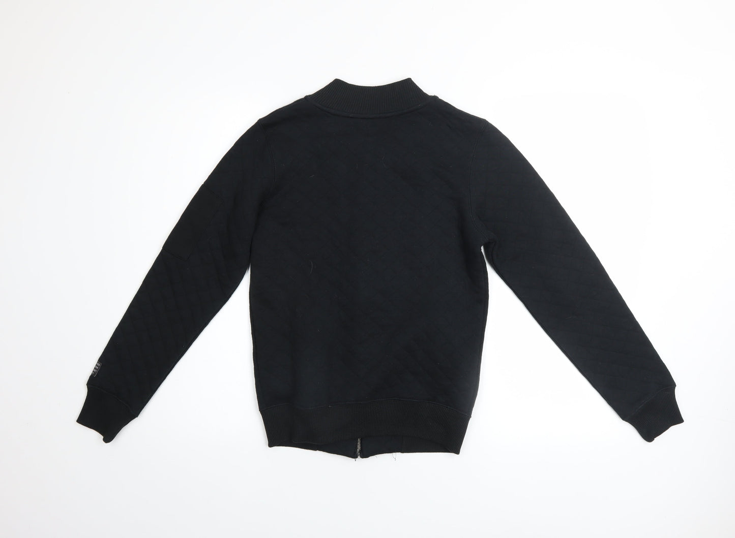 Respect Boys Black Quilted Bomber Jacket 12-13 Years Full Zip Cotton Blend