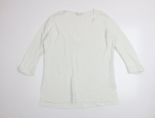 The White Company Women’s White Cotton V-Neck Tunic Jumper Size 10