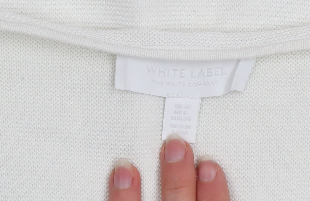 The White Company Women’s White Cotton V-Neck Tunic Jumper Size 10
