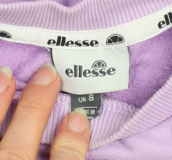 Ellesse Women's Purple Logo Crew Neck Sweatshirt UK 8