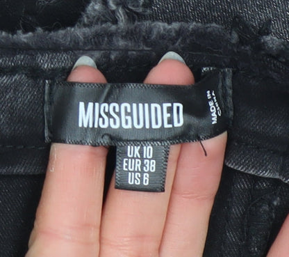 Brand and care label for Missguided women’s black cropped denim bustier top uk 10