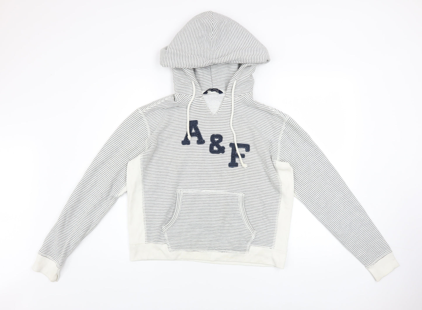 Abercrombie & Fitch Womens White Striped Pullover Hoodie Size S