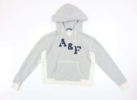 Abercrombie & Fitch Womens White Striped Pullover Hoodie Size S
