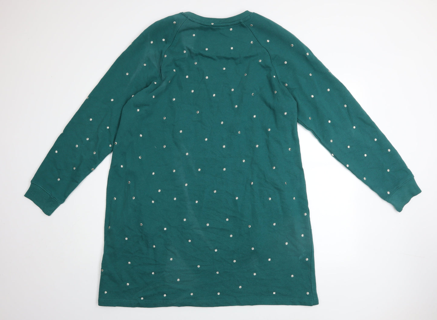 FatFace Women's Green Beaded Long Sleeve Shift Dress Size 18