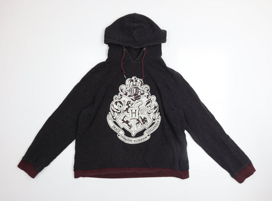 Harry Potter Women's Black Hoodie Size 18 Hogwarts Crest Cotton Blend