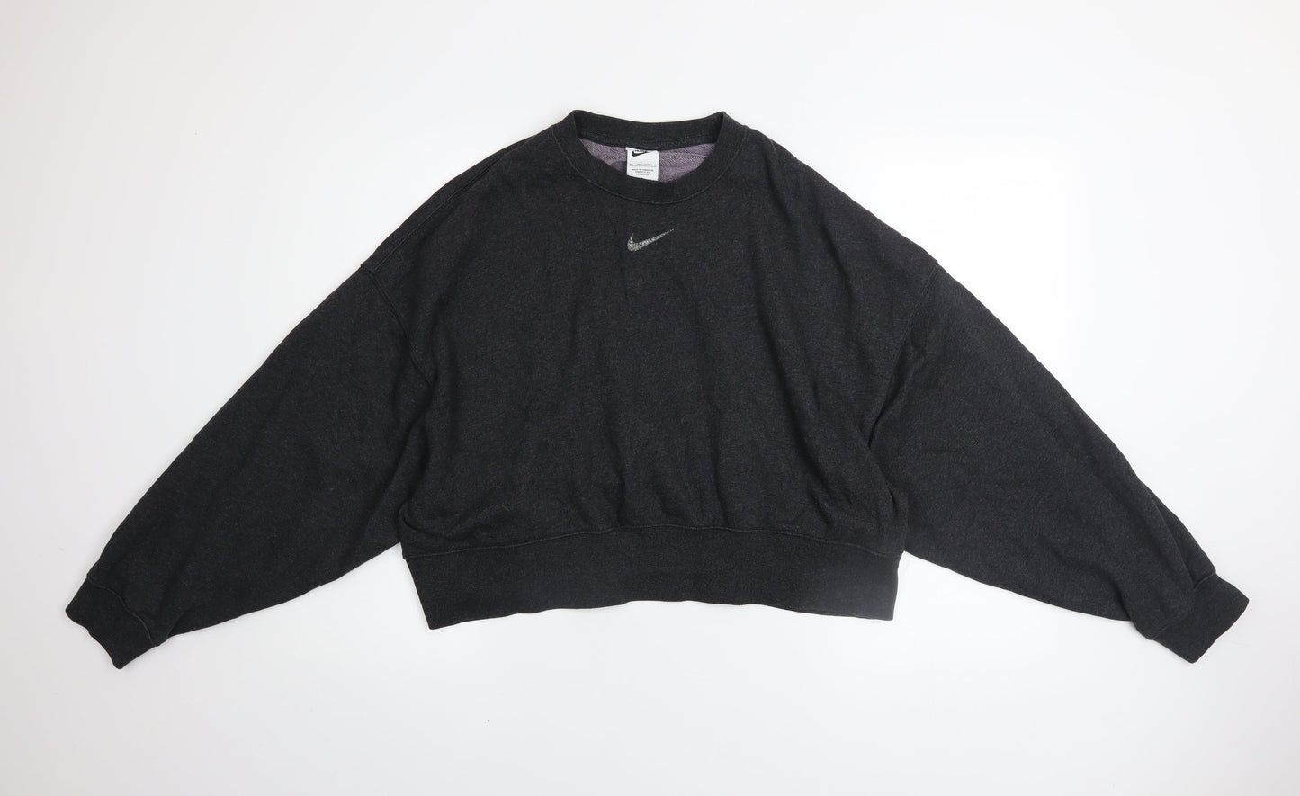 Nike Womens Black XS Pullover Sweatshirt 80% Cotton Relaxed Fit