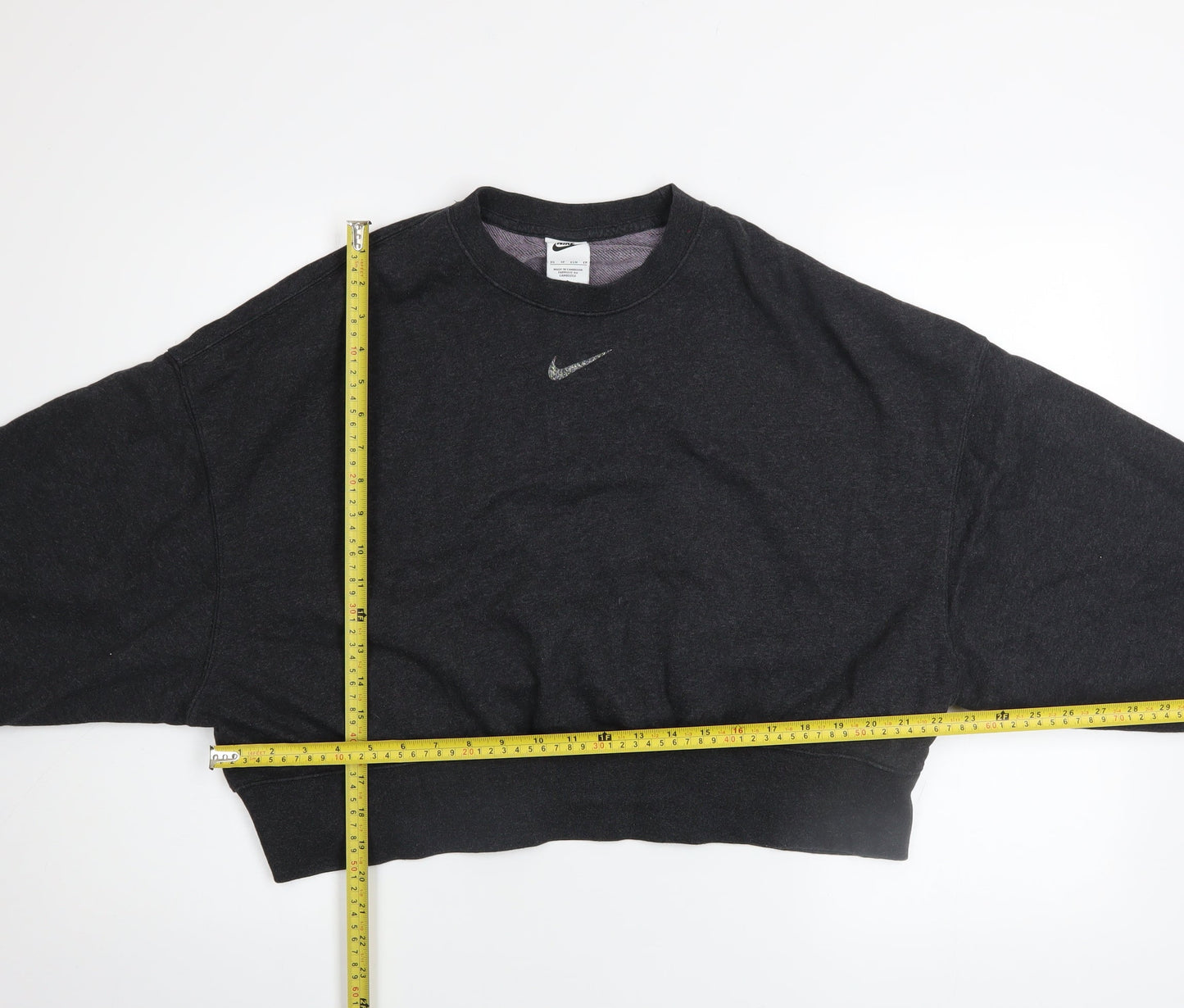 Nike Womens Black XS Pullover Sweatshirt 80% Cotton Relaxed Fit