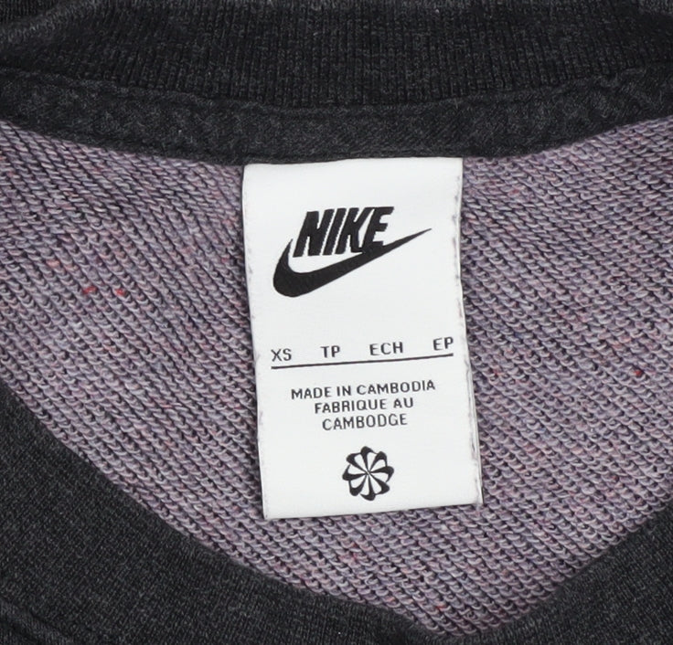 Nike Womens Black XS Pullover Sweatshirt 80% Cotton Relaxed Fit