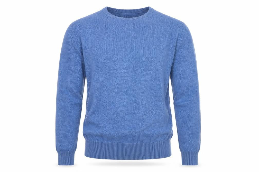 Dan John Men's Blue Cotton Crew Neck Pullover Jumper Medium