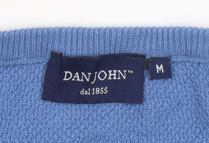 Dan John Men's Blue Cotton Crew Neck Pullover Jumper Medium