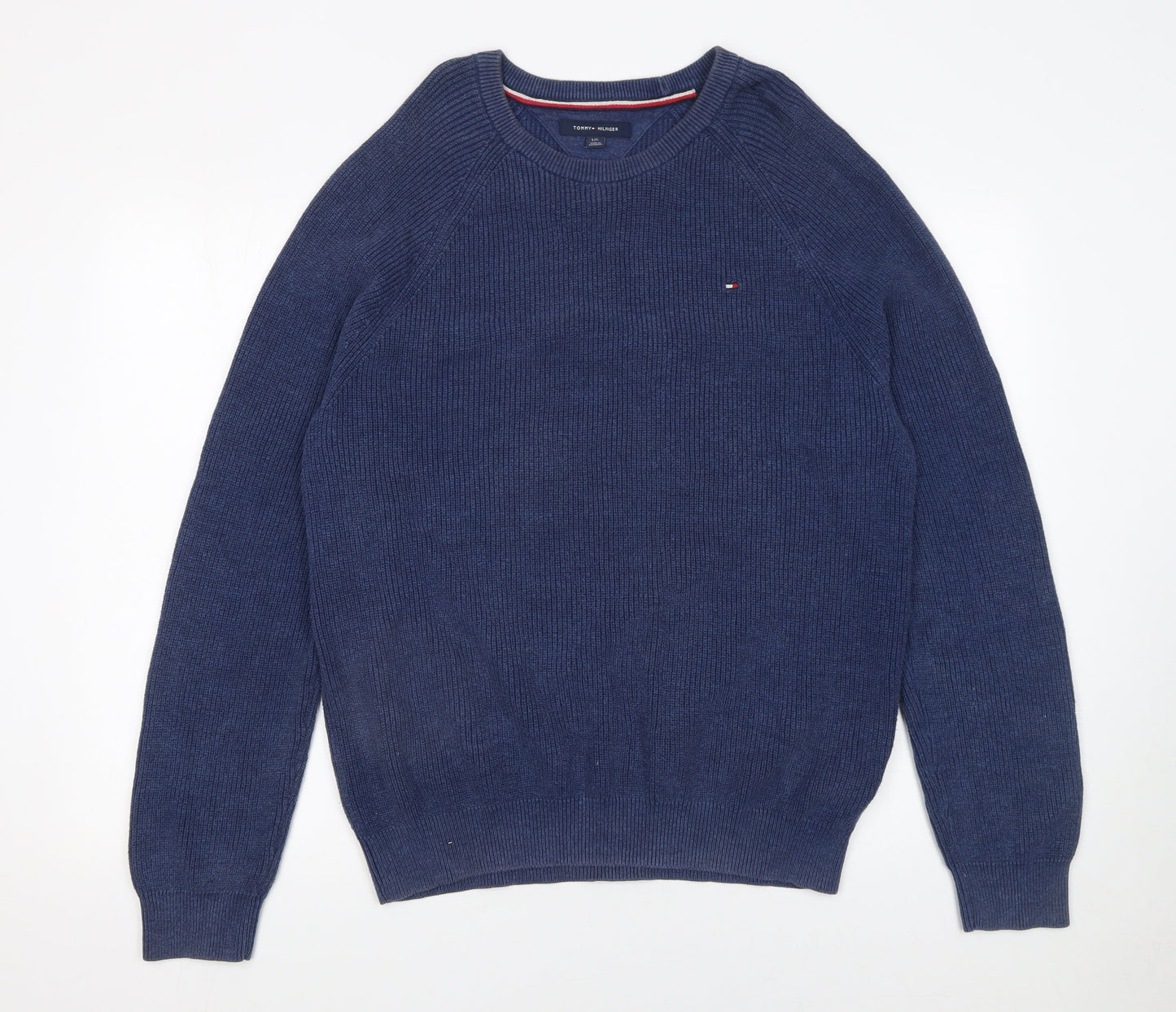 Tommy Hilfiger Men’s Blue Cotton Crew Neck Jumper L