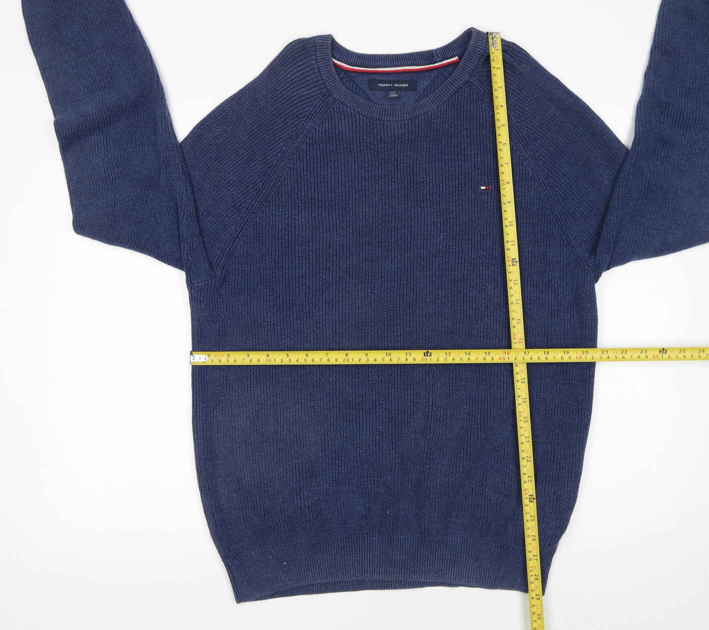 Tommy Hilfiger Men’s Blue Cotton Crew Neck Jumper L