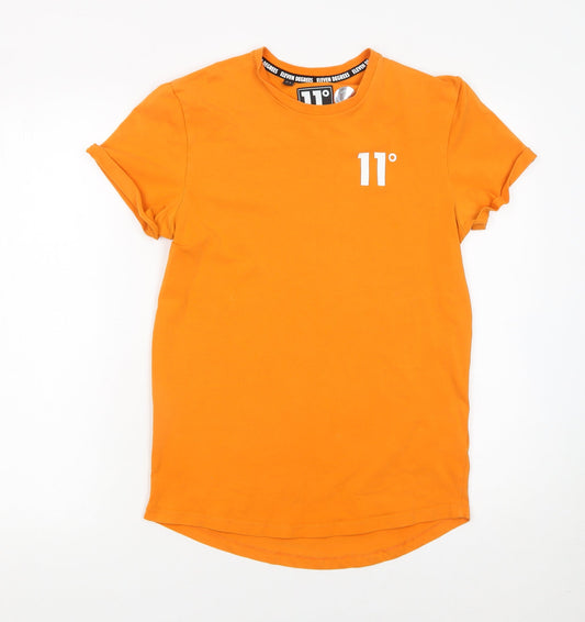 11 Degrees Men's Orange Slim Fit Crew Neck Short Sleeve T-Shirt Size S