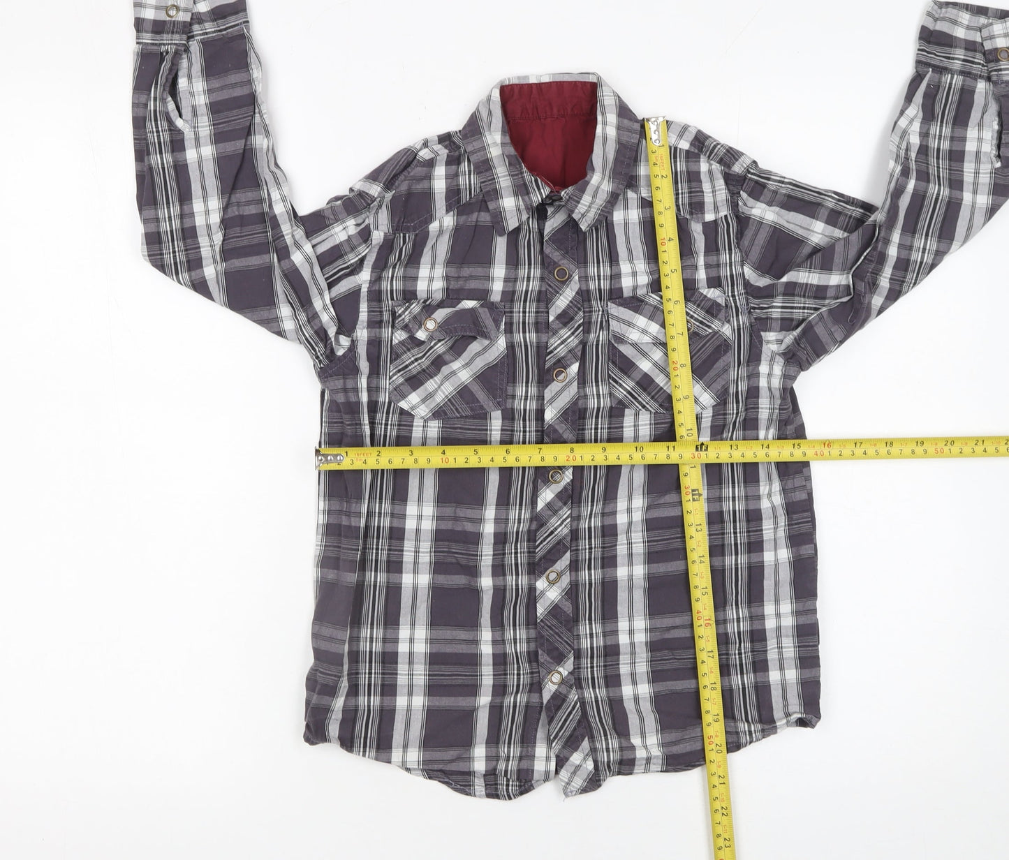 St. Bernard for Dunnes Boys Grey Check Button-Up Long Sleeve Shirt 8-9 Years