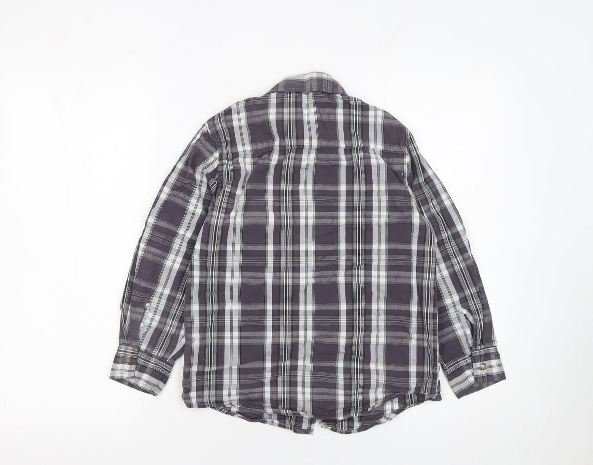 St. Bernard for Dunnes Boys Grey Check Button-Up Long Sleeve Shirt 8-9 Years