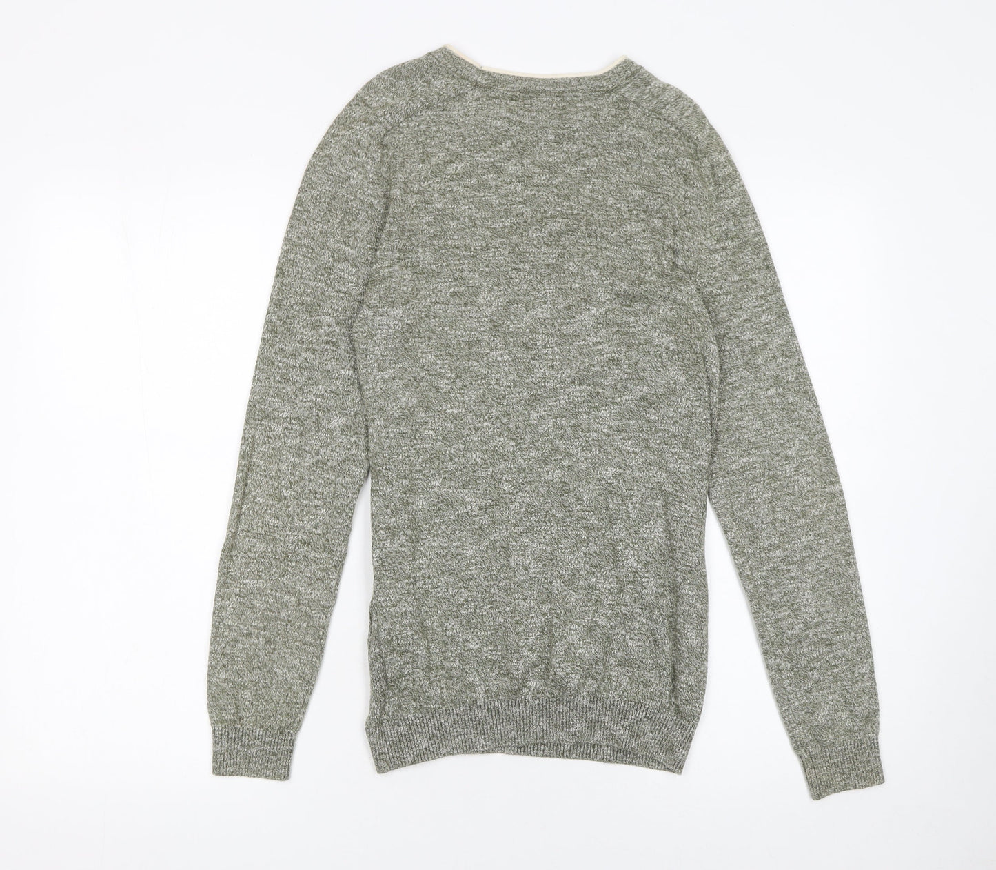 River Island Men's Grey Cotton Blend Crew Neck Pullover Jumper XS