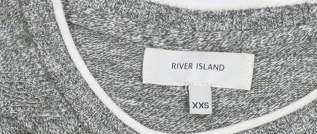 River Island Men's Grey Cotton Blend Crew Neck Pullover Jumper XS