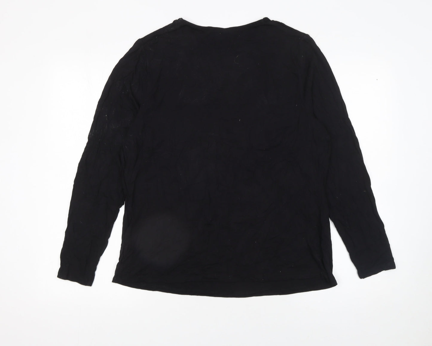H&M Women’s Black Viscose Long Sleeve V-Neck Blouse Size 18
