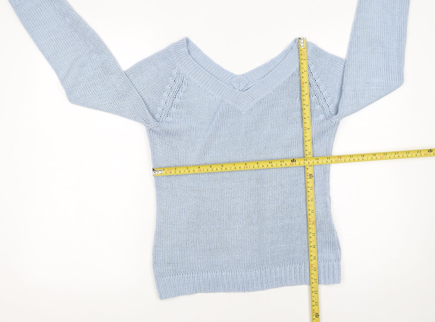 Energy Womens Blue V-Neck Acrylic Knit Jumper XL